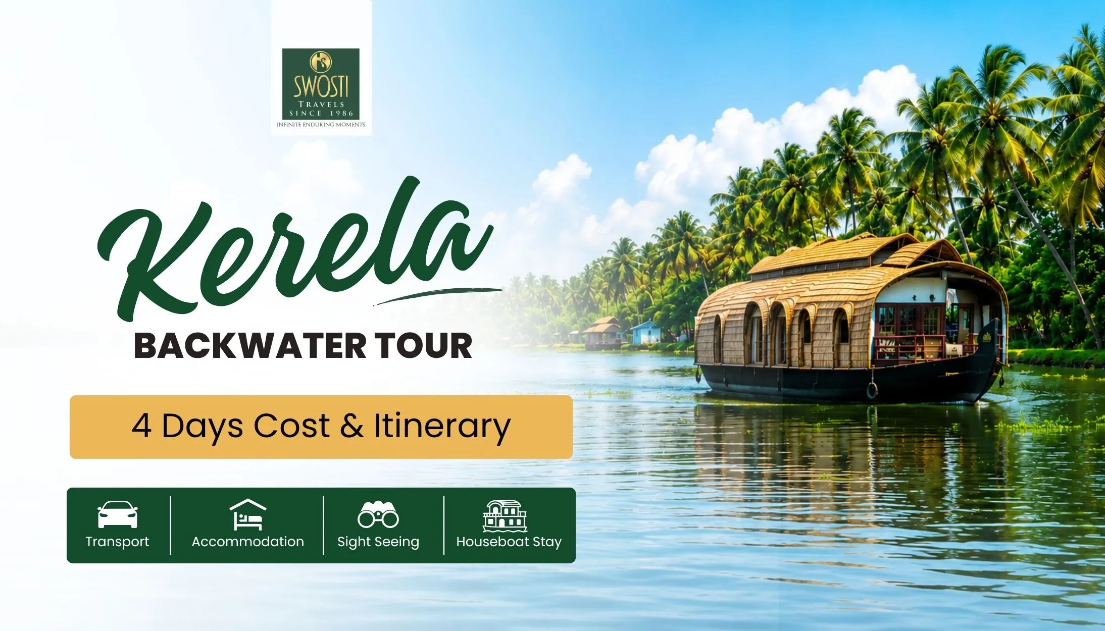 Kerala Backwater Tour — 4 days Cost & Itinerary
